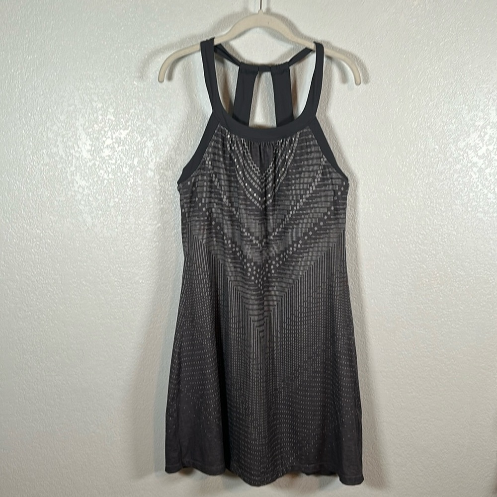 Prana Cantine Gray Geometric Print Activewear Dress Size Large